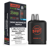 WOKE WATERMELON TROPICA ICED Level X Boost Pods offer a tropical watermelon blast with an icy finish, delivering up to 15,000 puffs with bold, intensified flavour.